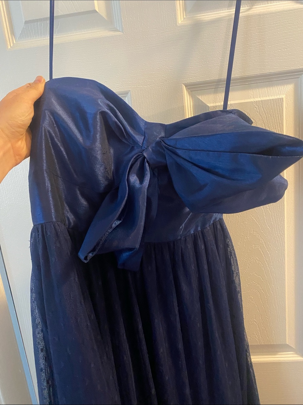 NWT Hutch Anthropologie Navy Strapless Tulle Dress with Large Front Bow Size 8